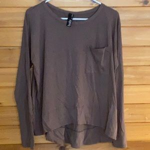 BOBI, mocha long sleeved pocket T